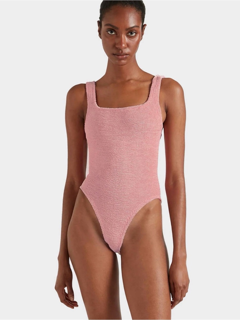 HUNZA G Square neck one piece swimsuit in light pink